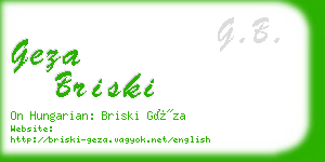 geza briski business card